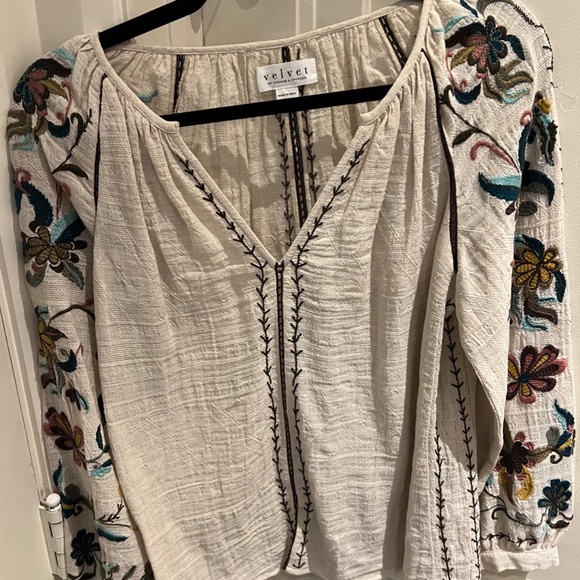 Velvet Embroidered Boho Top - Picture 1 of 3